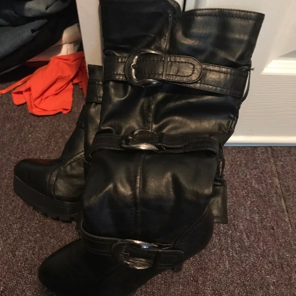 Platform knee high boots